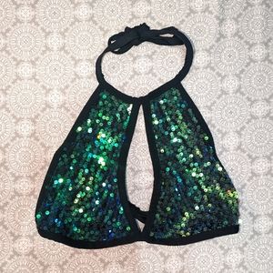 IHeartRaves, SM, Green and Black Sequence Rave Top